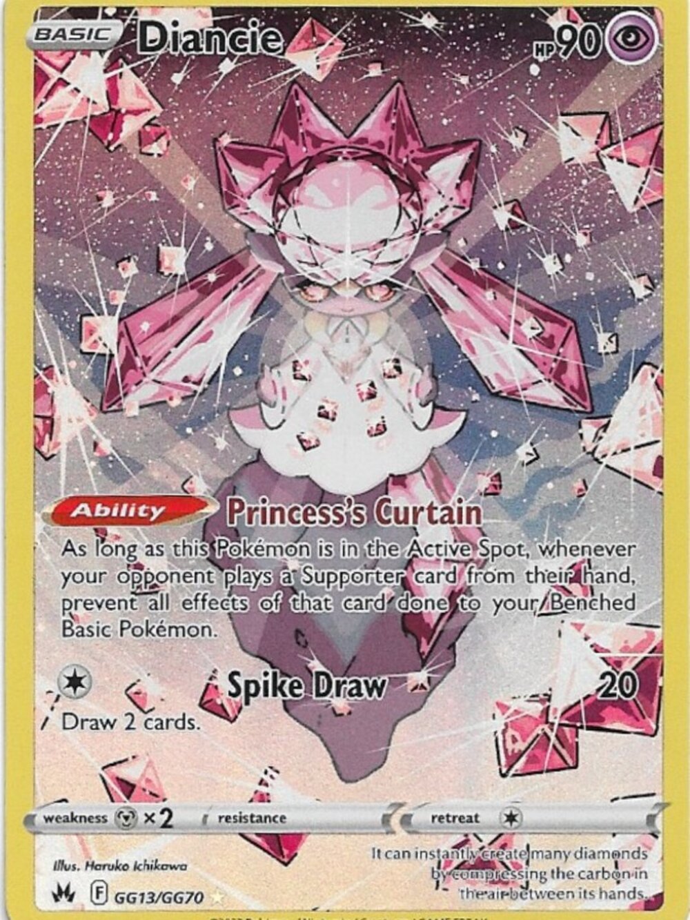 Pokemon Diancie GG13/GG70 Crown Zenith Galarian Gallery NM